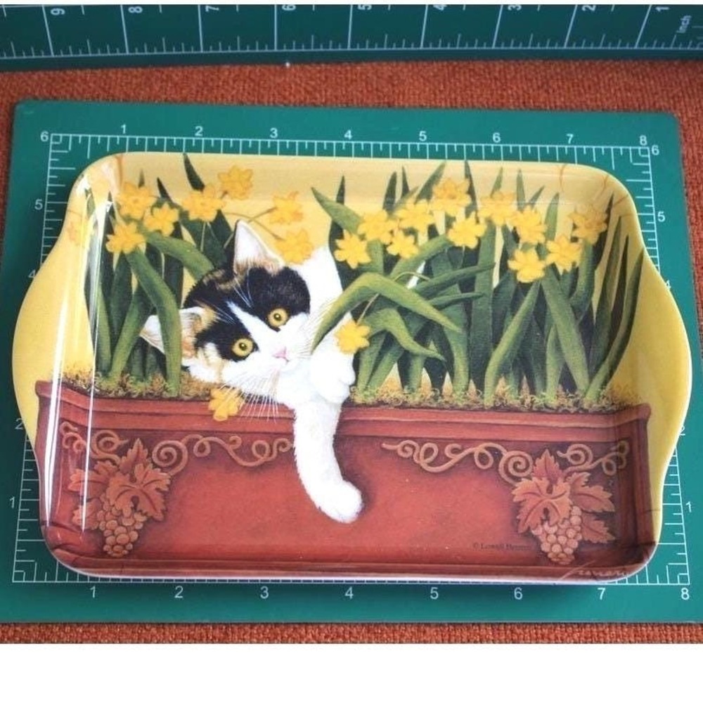 Ashdene Lowell Herrero Melamine Cat Tray Daffodil Flower Box Small 8.25x5.75